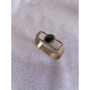 Hamilton Gold Toned Malachite Flat Top Bracelet, Hook Closure, Oval Shaped
